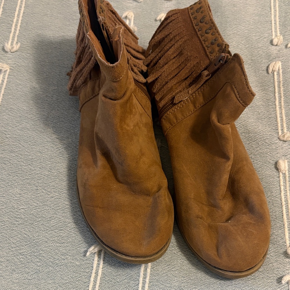 Brown Fringe Ankle Boots